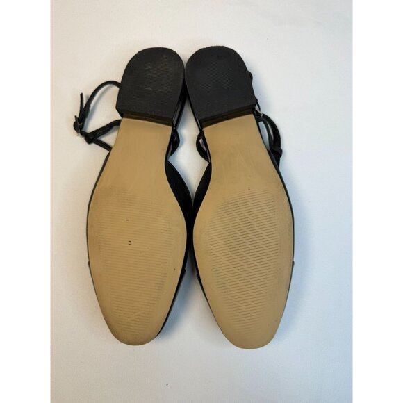 Steve Madden Belinda Flats Black Size 7 Cap Toe Leather Slingback Low Heel Shoes - Picture 11 of 11
